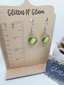 1316 Softball Stud Dangle Earrings