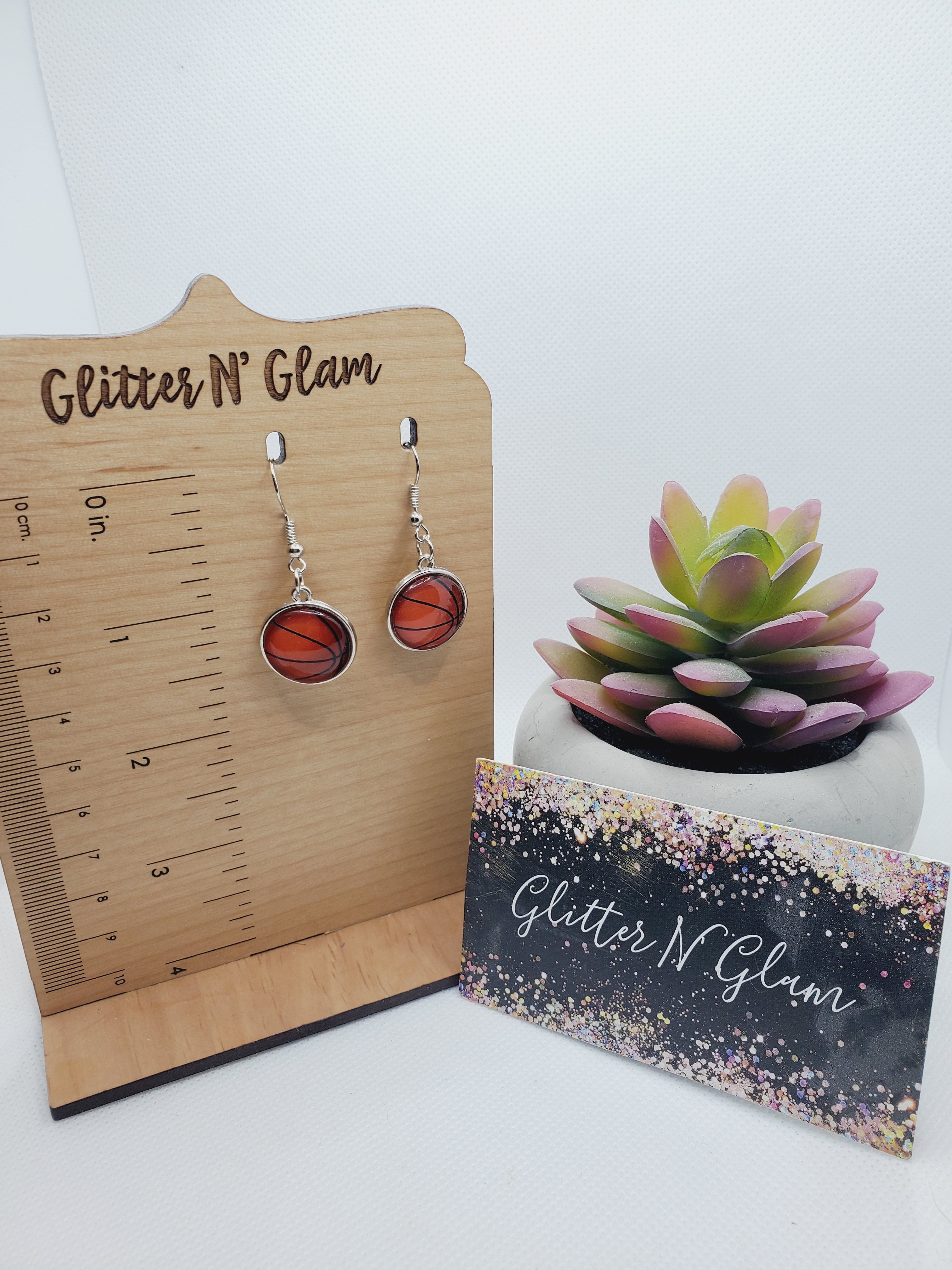 1317 Basketball Stud Dangle Earrings