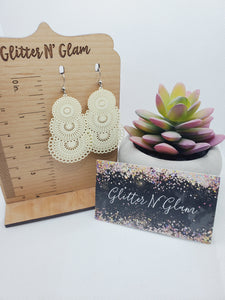 1337 Cream Colored Hollowed Out Dangle Earrings