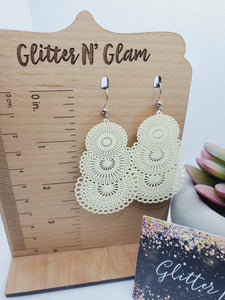 1337 Cream Colored Hollowed Out Dangle Earrings