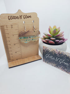 1340 Resin with Green and Gold and Wood Dangle Earrings