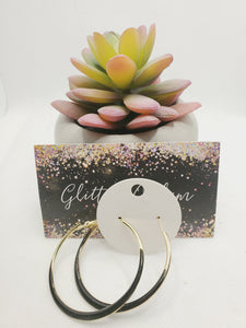 1459 Gold and Black Hoop Earrings
