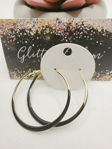 1459 Gold and Black Hoop Earrings