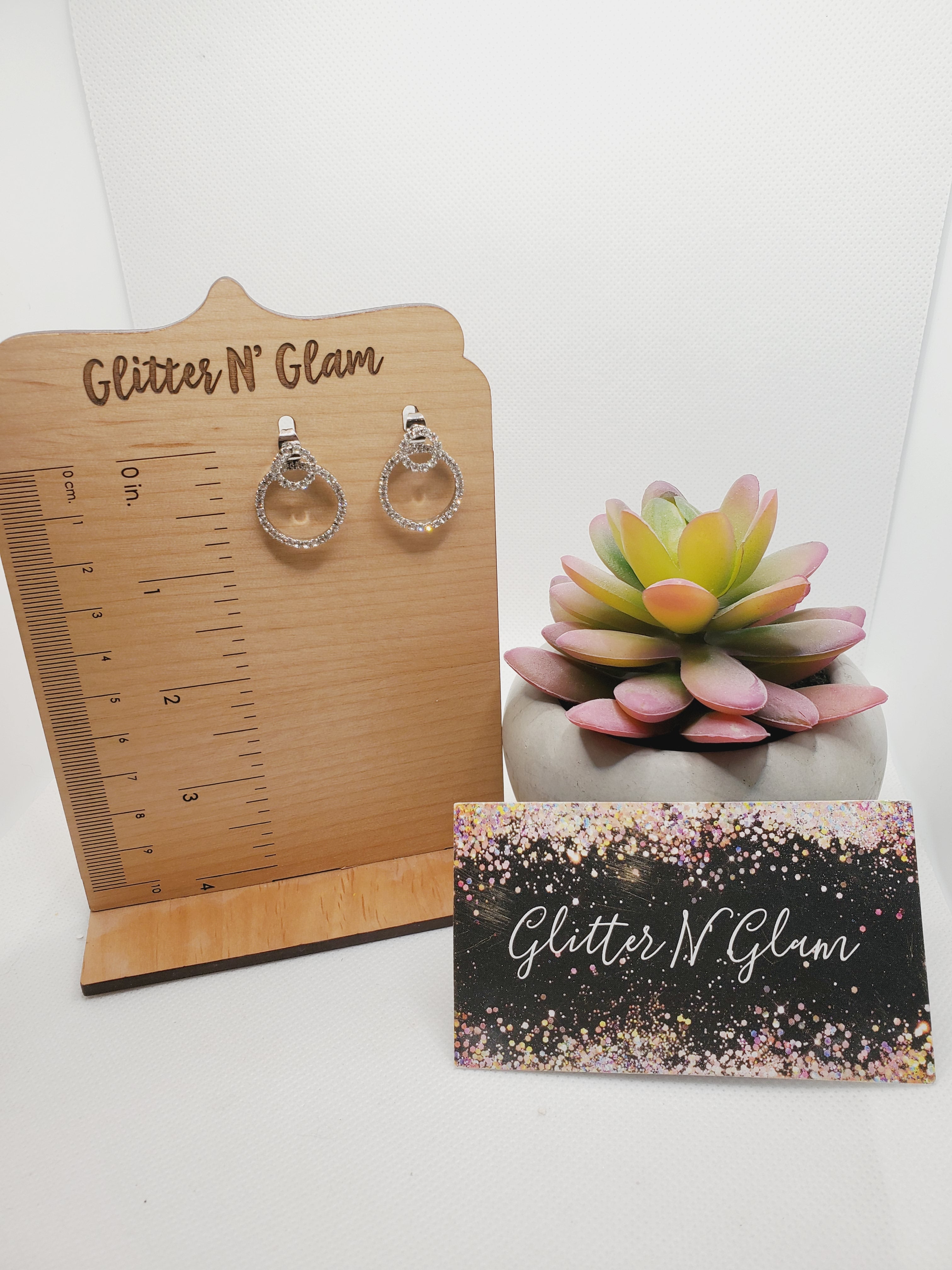 1468 Silver Double Circle Dangle Earrings