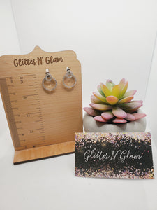 1468 Silver Double Circle Dangle Earrings