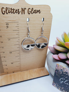 1440 Leopord Hair On Leather Half Circle Dangle Earrings