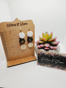 1446 Polymer Clay White and Black with Gold Accents