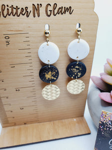 1446 Polymer Clay White and Black with Gold Accents