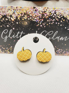 1360 Plaid Print Pumpkin Studs