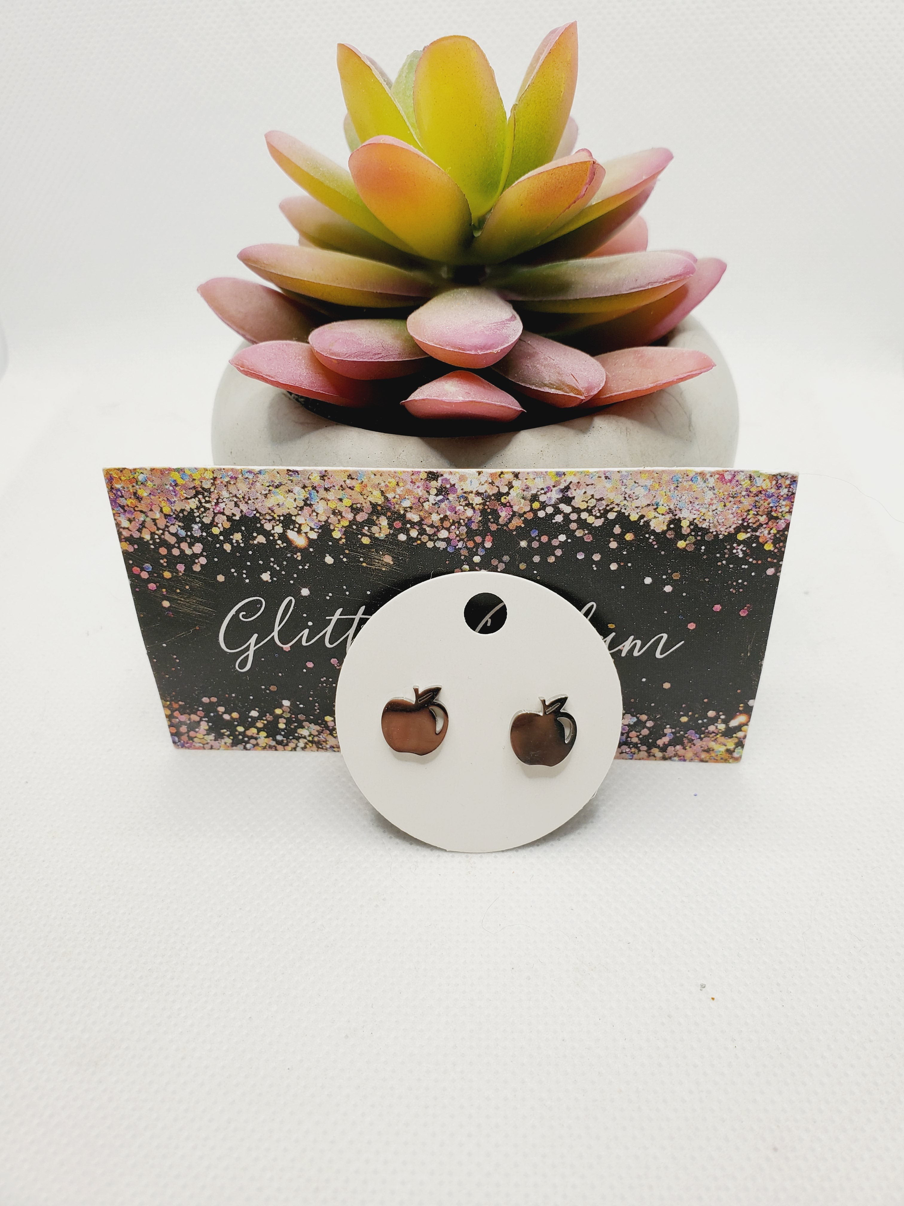 1363 Silver Apple Stud Earrings