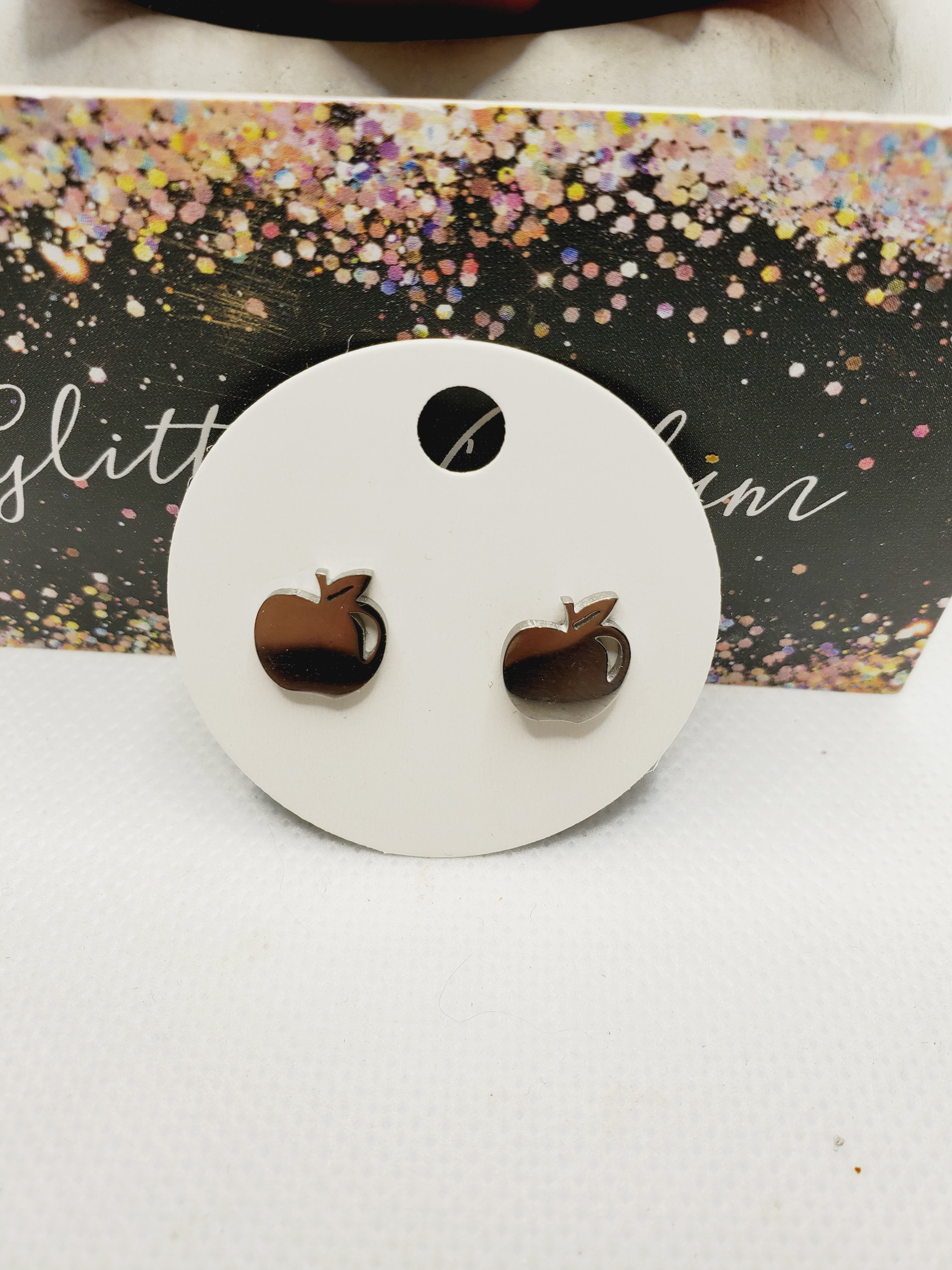 1363 Silver Apple Stud Earrings