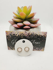 1465 Lt Pink with Silver and Cz Accents Stud Earrings