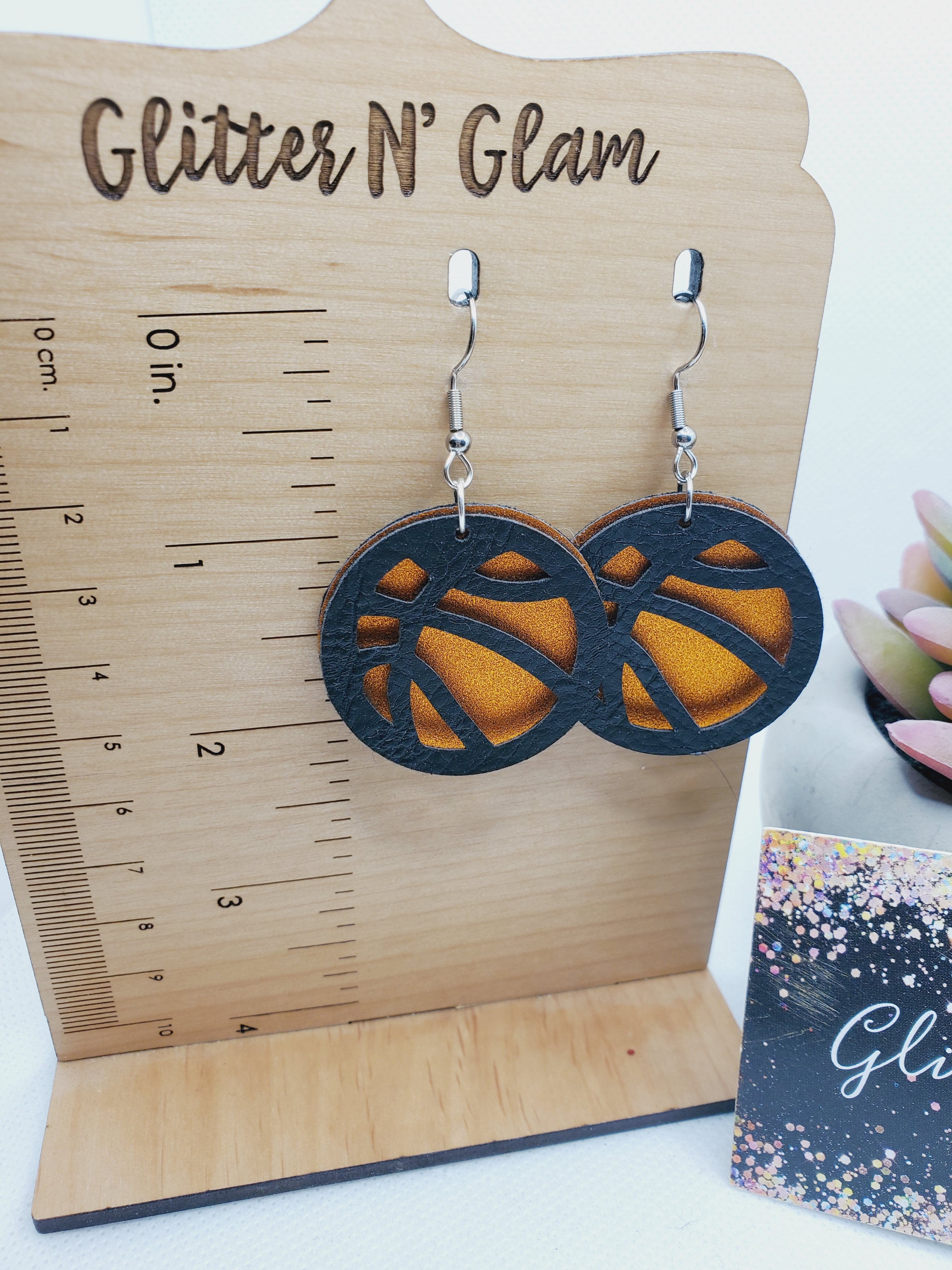 1527 Round Basketball Dangle Earrings