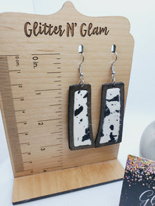 1566 Cow Print Hair on with Wood Dangle Earrings
