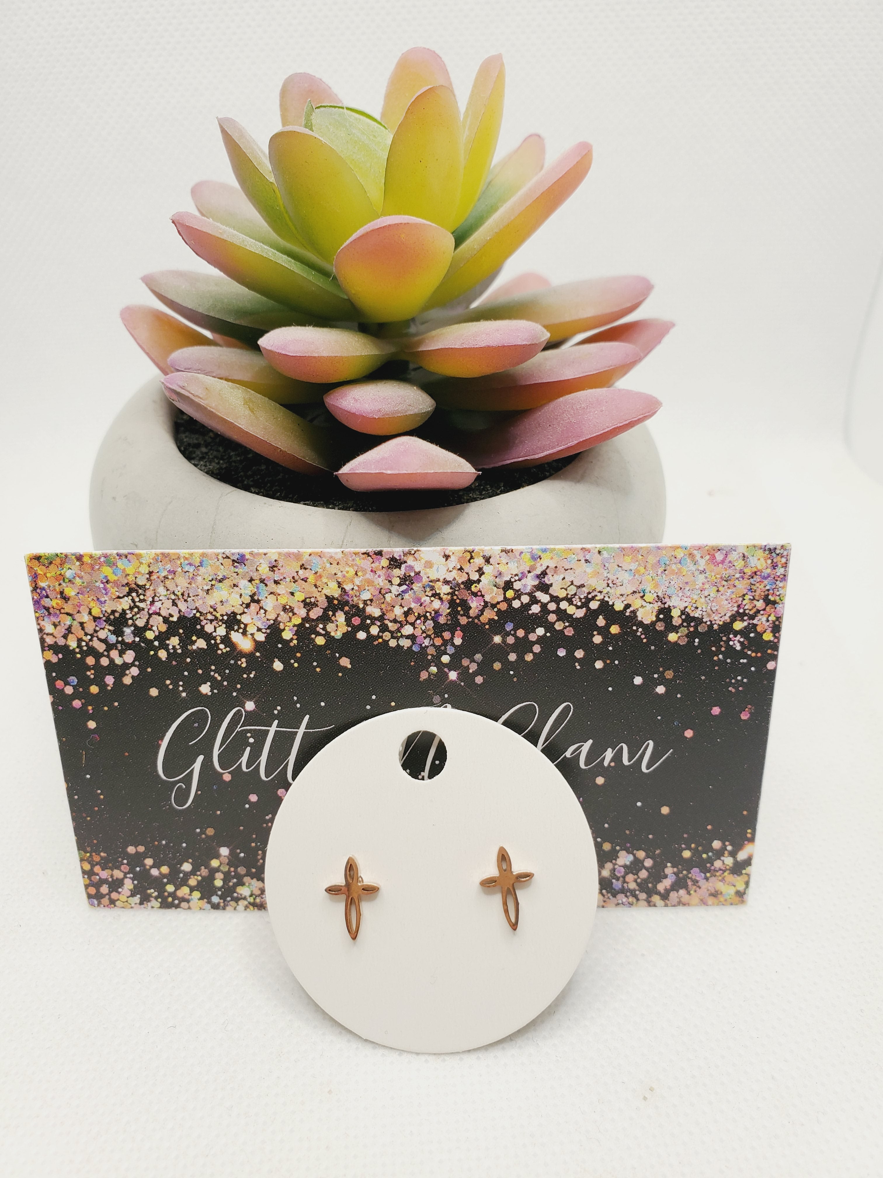 1693 Rosegold Cross Stud Earrings
