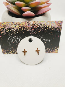 1693 Rosegold Cross Stud Earrings