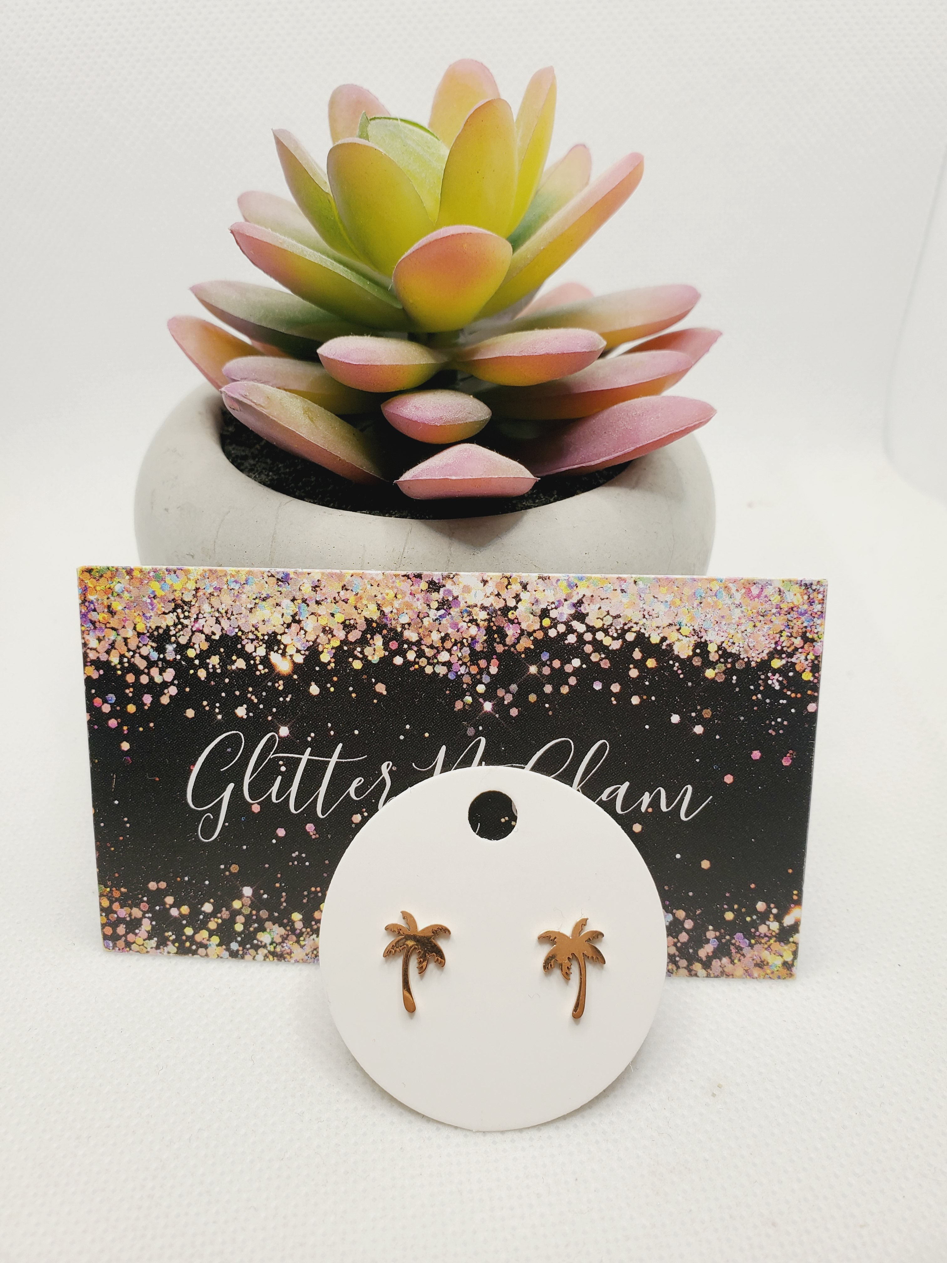1688 Rosegold Palm Tree Stud Earrings