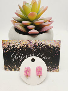 1652 Hot Pink Sparkly Popscile Stud Earrings