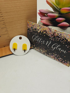 1717 Yellow Sparkly Popscile Stud Earrings