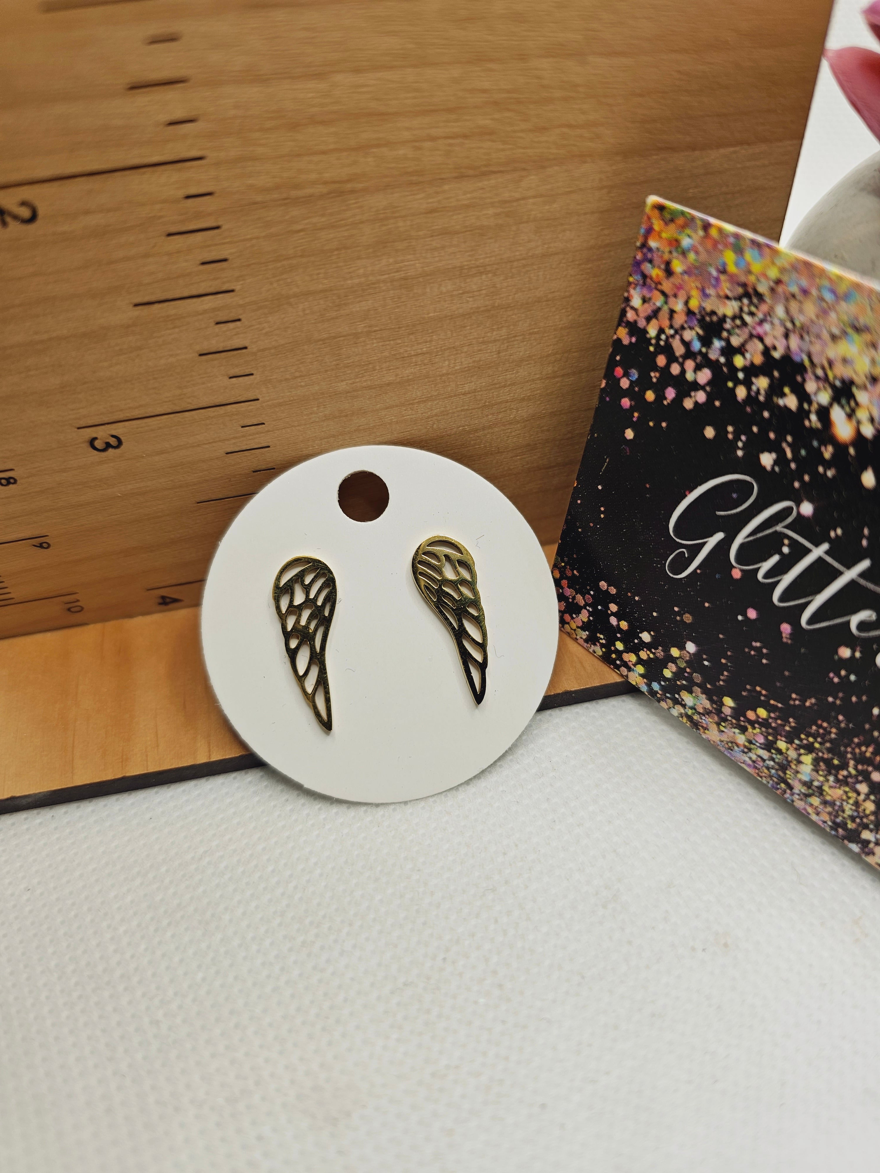1733 Gold Angel Wing Stud Earrings